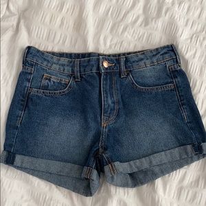 Medium wash denim shorts